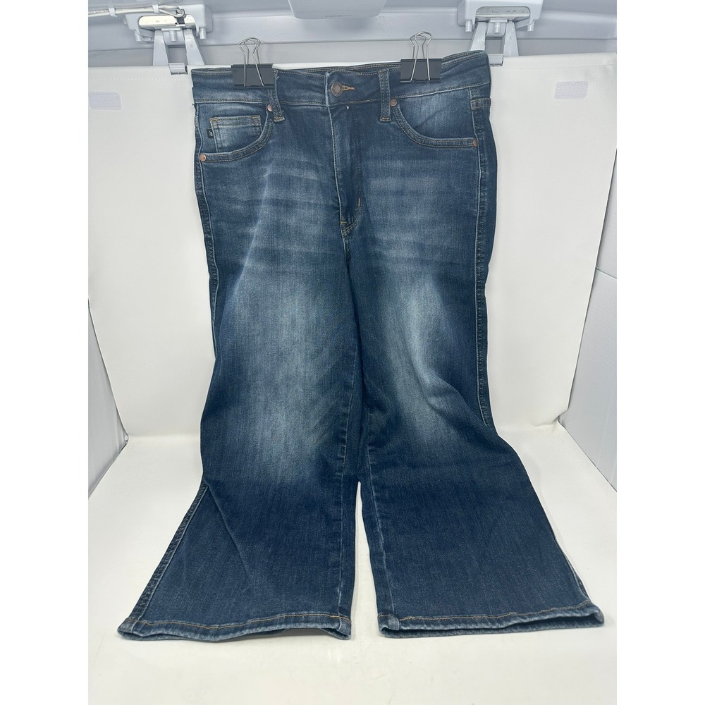 Judy Blue Jeans Women 7/28 Blue Wide Crop High Rise Stretch Denim JB88876-DK